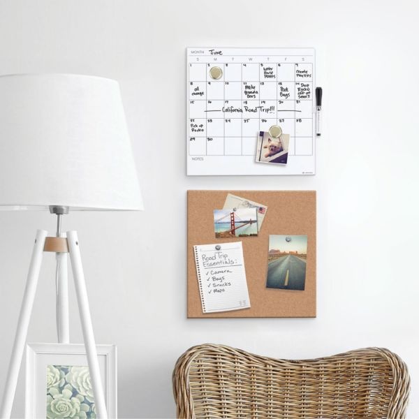U Brands Tile Board Value Pack With Undated One Month Calendar, 14 X 14, White/Natural, 2/Set