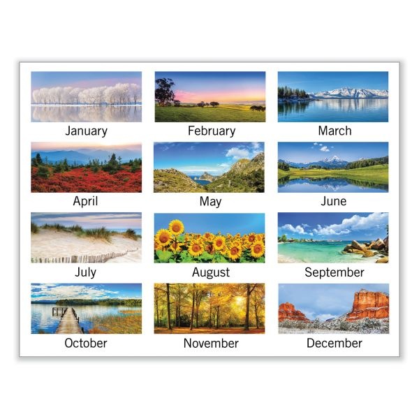 At-A-Glance Landscape Monthly Wall Calendar, Landscapes Photography, 12 X 12, White/Multicolor Sheets, 12-Month (Jan To Dec): 2024