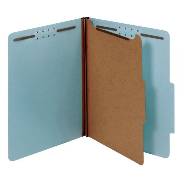 Pressboard Classification Folders With Fasteners, Legal Size, 100% Recycled, Light Blue, Pack Of 10 Folders
