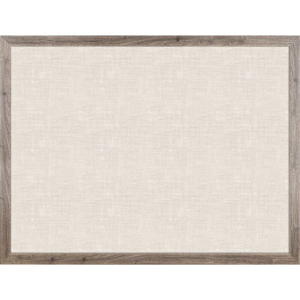 U Brands Linen Bulletin Board, 48" X 36" , Rustic Mdf Frame