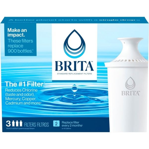 Brita Water Filter Pitcher Advanced Replacement Filters, 3/Pack