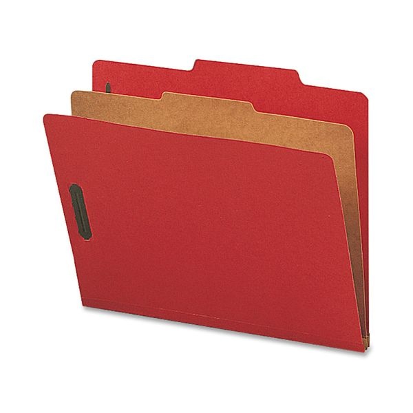 Nature Saver 1-Divider Colored Classification Folders, Letter Size, Bright Red, Box Of 10