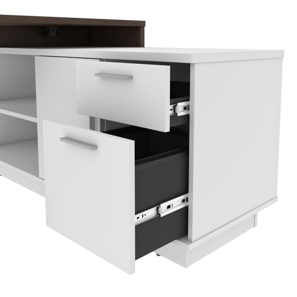 Bestar Equinox L-Shaped Desk - Antigua & White