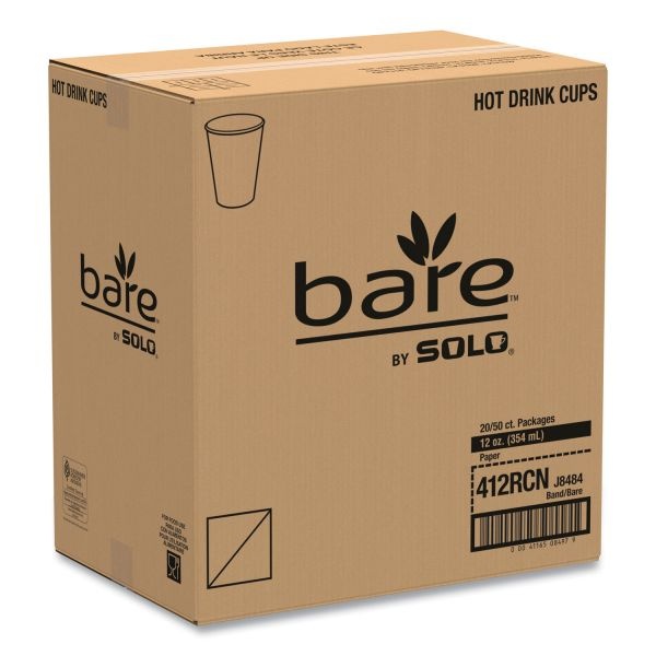 Bare Eco-Forward Recycled Content Pcf Paper Hot Cups, 12 Oz, Green/White/Beige, 1,000/Carton
