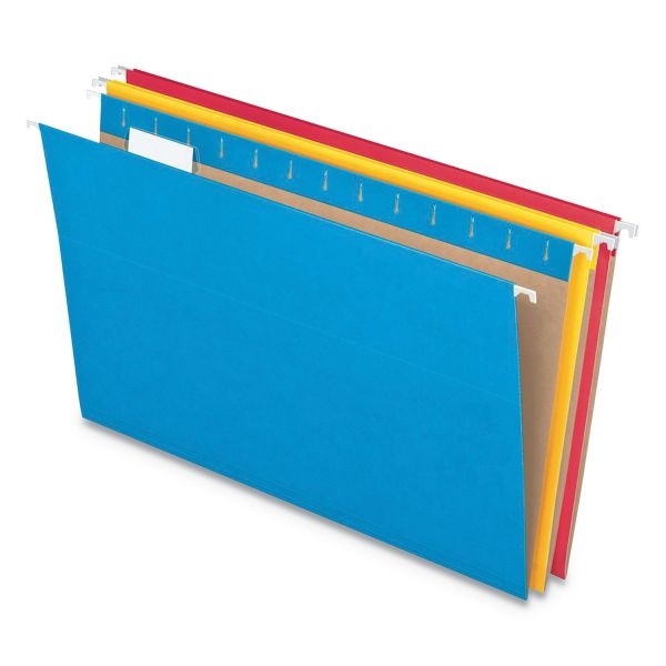 Pendaflex Colored Hanging Folders, Legal Size, 1/5-Cut Tabs, Assorted Colors, 25/Box