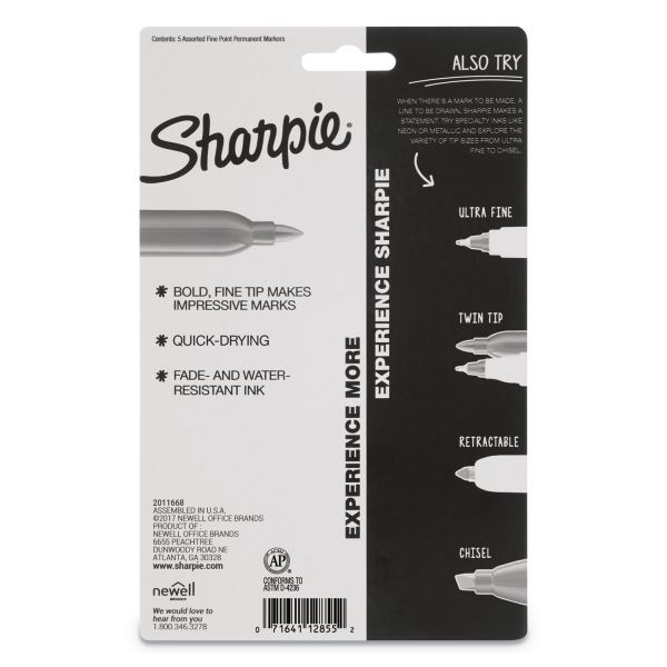 Sharpie Cosmic Color Permanent Markers, Medium Bullet Tip, Assorted Cosmic Colors, 5/Pack