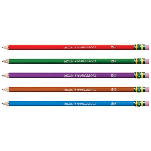 Ticonderoga Pencils, #2 Soft Lead, Assorted Barrel Colors, Box Of 10