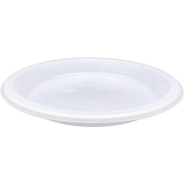 Genuine Joe 10-1/4" Large Plastic Plates - 125 / Pack - 10.25" Diameter Plate - Plastic - Disposable - Warm White - 500 Piece(S) / Carton