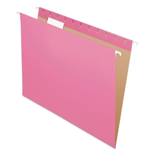 Pendaflex Colored Hanging Folders, Letter Size, 1/5-Cut Tabs, Pink, 25/Box