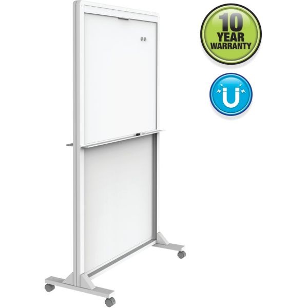 Quartet Infinity Glass Mobile Presentation Easel, 3 ft x 2 ft, Silver