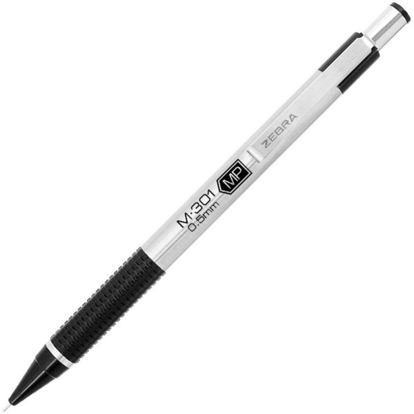 Zebra Pen Steel 3 Series M-301 Mechanical Pencils, Pack Of 12, Fine Point, 0.5 Mm, Black Barrel