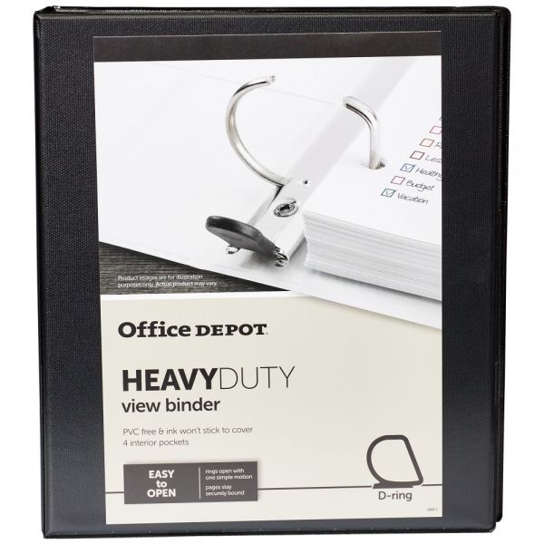 [In]Place Heavy-Duty View 3-Ring Binder, 1/2" Round Rings, Black