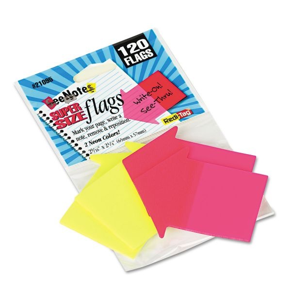 Redi-Tag Seenotes Transparent-Film Arrow Page Flags, Neon Assorted, 60/Pad, 2 Pads