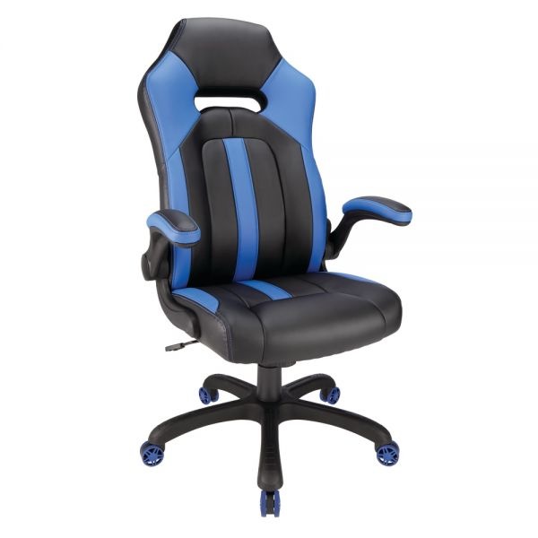 Rs Gaming Bonded Leather High-Back Gaming Chair, Blue/Black