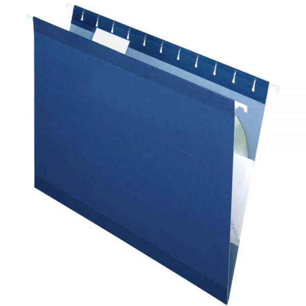Pendaflex Colored Reinforced Hanging Folders, Letter Size, 1/5-Cut Tabs, Navy, 25/Box