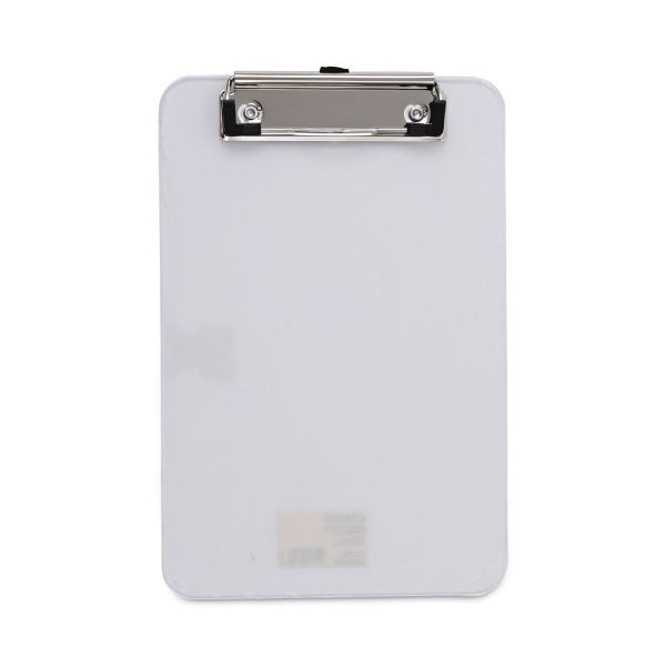 Universal Plastic Clipboard With Low Profile Clip, 0.5" Clip Capacity, Holds 5 X 8 Sheets, Clear