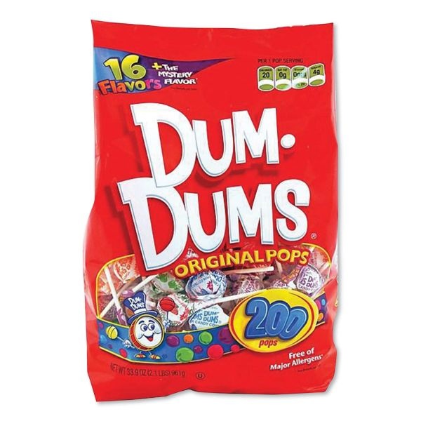 Spangler Dum-Dum-Pops, Assorted, Individually Wrapped, 33.9 Oz, 200/Pack