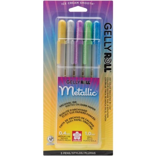 Gelly Roll Metallic Medium Point Pens 5/Pkg