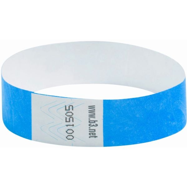 Sicurix Security Wristbands, Sequentially Numbered, 10" X 0.75", Blue, 100/Pack