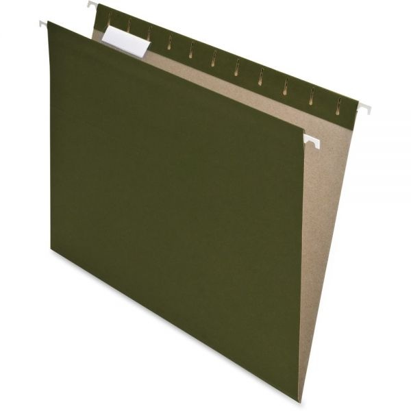 Pendaflex Earthwise By Pendaflex 100% Recycled Colored Hanging File Folders, Letter Size, 1/5-Cut Tabs, Green, 25/Box