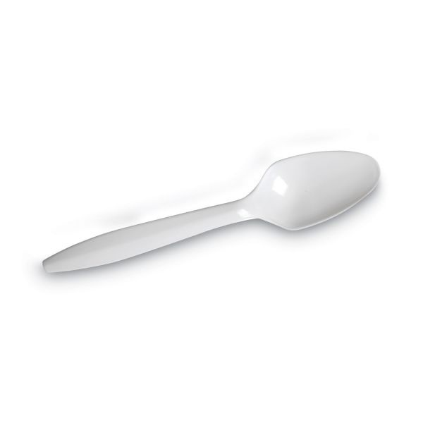Dixie Plastic Cutlery, Mediumweight Teaspoons, White, 1,000/Carton