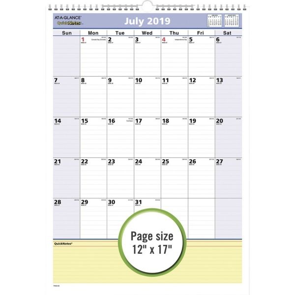 At-A-Glance Quicknotes Acedemic Monthly Wall Calendar, 2022-2023 Calendar