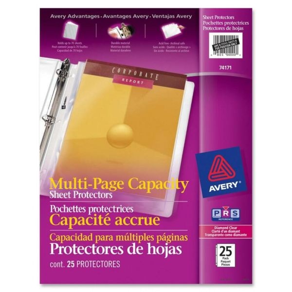 Avery Multi-Page Capacity Sheet Protectors, 8 1/2" X 11", Top Loading, Pack Of 25