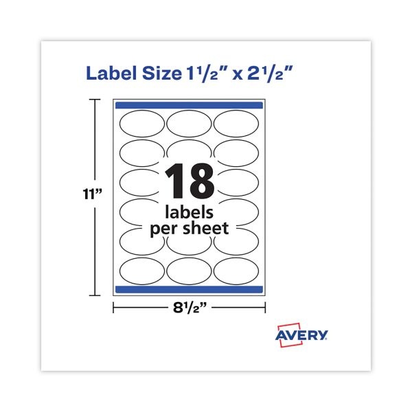 Avery Easy Peel Oval Labels, 22564, 2-1/2"W X 1-1/2"D, White, Pack Of 450