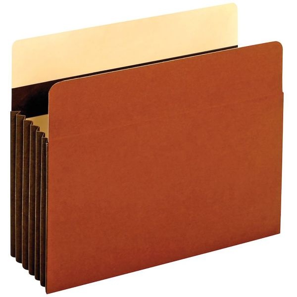 Pendaflex Extra-Wide Heavy-Duty File Pockets, 5.25" Expansion, Letter Size, Redrope, 10/Box