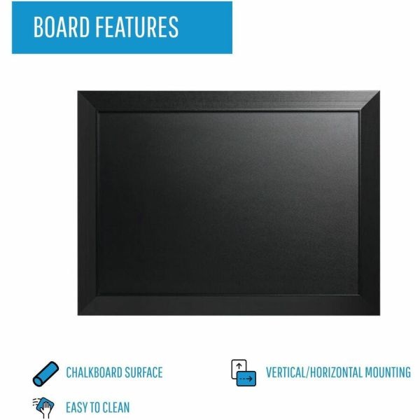 Mastervision Kamashi Chalk Board, 48 X 36, Black Surface, Black Wood Frame