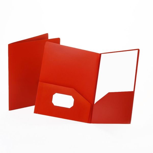 Oxford Poly Twin-Pocket Folder, 100-Sheet Capacity, 11 X 8.5, Opaque Red