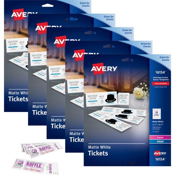 Avery Perforated Raffle Tickets With Tear-Away Stubs - 2-Sided Printing