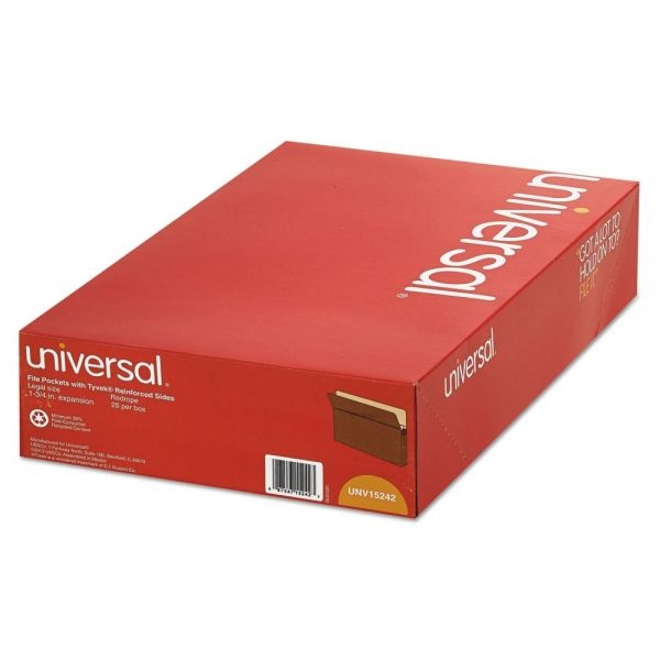 Universal Redrope Expanding File Pockets, 1.75" Expansion, Legal Size, Redrope, 25/Box