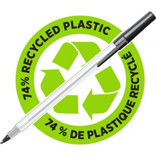 Bic Revolution Round Stic Ball Pens, Medium Point, 1.0 Mm, 74 Recycled