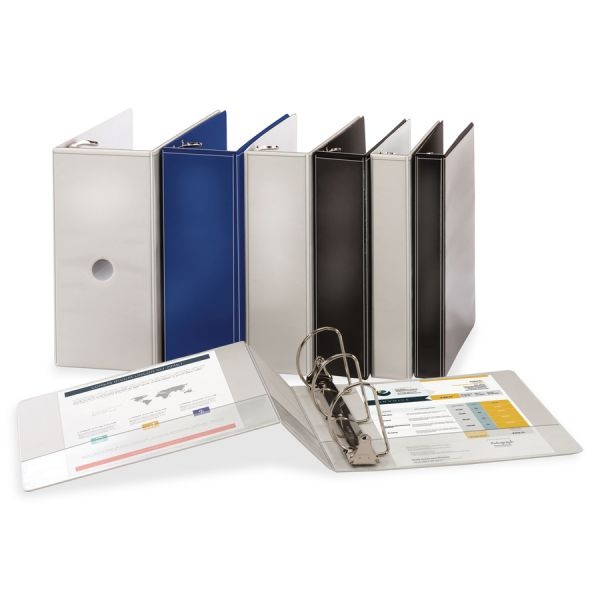 Business Source 5" D-Ring View Binder, Navy, 1 Each