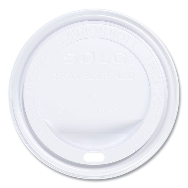 Traveler Cappuccino Style Dome Lid, Polystyrene, Fits 10 Oz To 24 Oz Hot Cups, White, 100/Pack, 10 Packs/Carton
