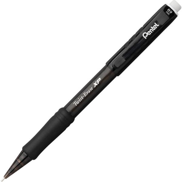 Pentel Twist-Erase Express Mechanical Pencil, 0.9 Mm, Hb (#2), Black Lead, Black Barrel, Dozen