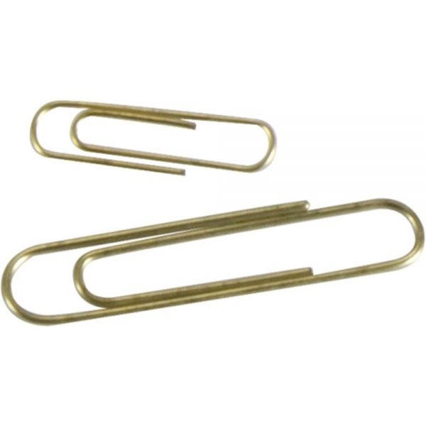 Acco Gold Tone Paper Clips, #2, Smooth, Gold, 100/Box