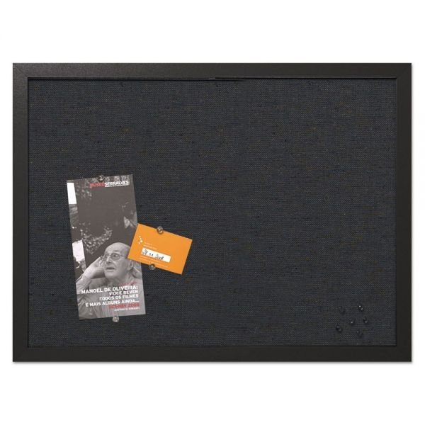 Mastervision Designer Fabric Bulletin Board, 24 X 18, Black Surface, Black Mdf Wood Frame