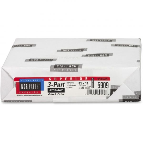 NCR Superior Carbonless Paper, 3-Part, Straight, White/Canary/Pink