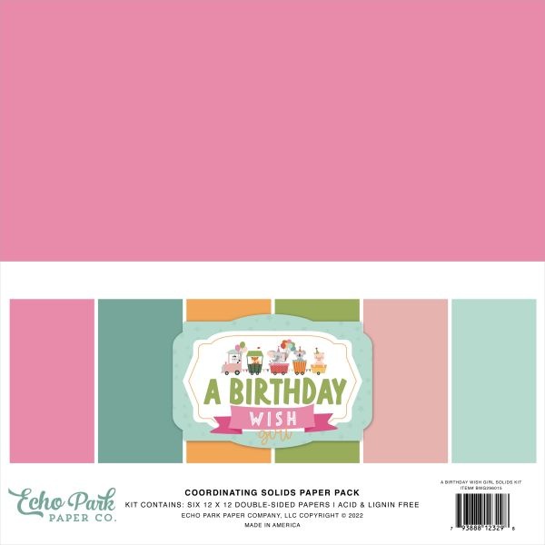 Echo Park Double-Sided Solid Cardstock 12"X12" 6/Pkg