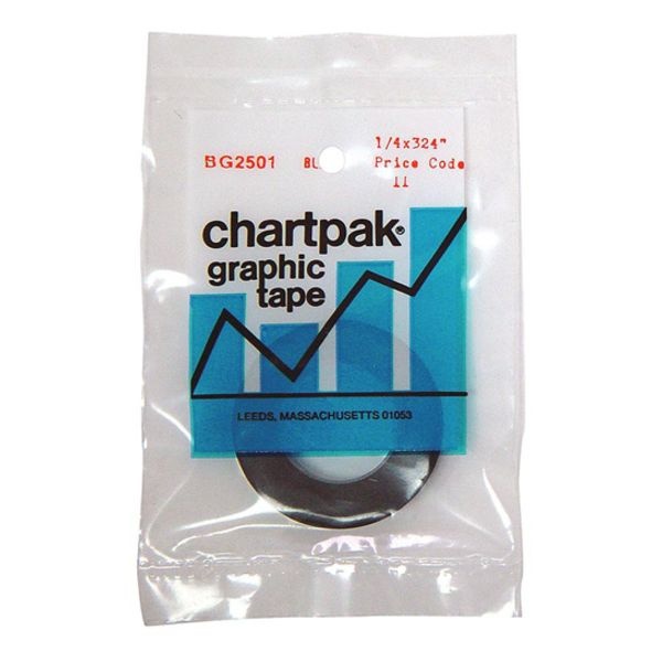 Chartpak Graphic Chart Tapes, 1" Core, 0.25" X 27 Ft, Gloss Black