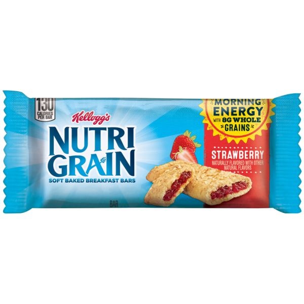 Kellogg's Nutri-Grain Bars, Strawberry, 1.3 Oz, Box Of 16