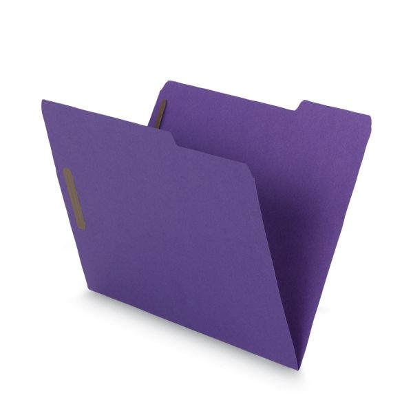 Smead Watershed Cutless Reinforced Top Tab Fastener Folders, 2 Fasteners, Letter Size, Purple Exterior, 50/Box