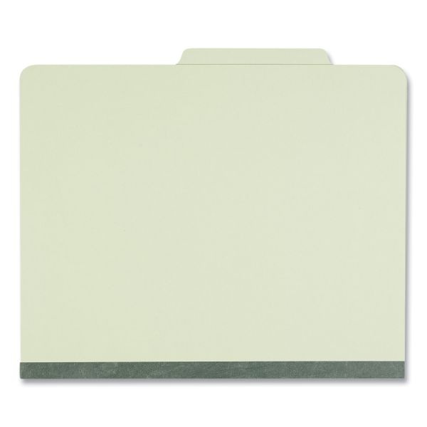 Universal Four-Section Pressboard Classification Folders, 2" Expansion, 1 Divider, 4 Fasteners, Letter Size, Green Exterior, 10/Box