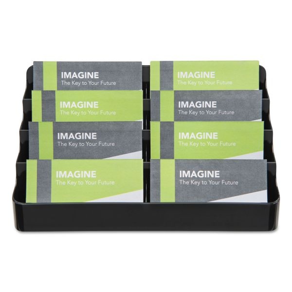 Deflecto 8-Tier Recycled Business Card Holder, Holds 400 Cards, 7.88 X 3.88 X 3.38, Plastic, Black
