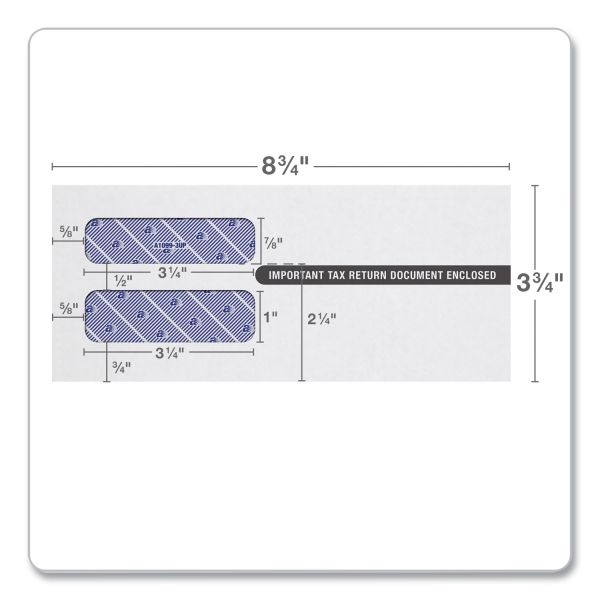 Tops 1099 Double Window Envelope, Commercial Flap, Self-Adhesive Closure, 3.75 X 8.75, White, 24/Pack