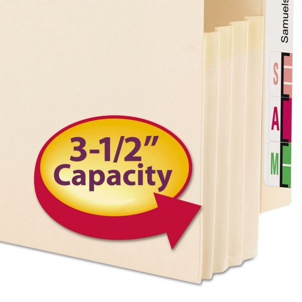 Smead End-Tab File Pockets, Letter Size (8 1/2" X 11"), 3 1/2" Expansion, Manila, Box Of 25