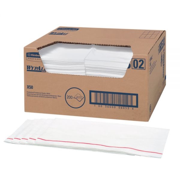Wypall X50 Foodservice Towels, 1/4 Fold, 23.5 X 12.5, White, 200/Carton