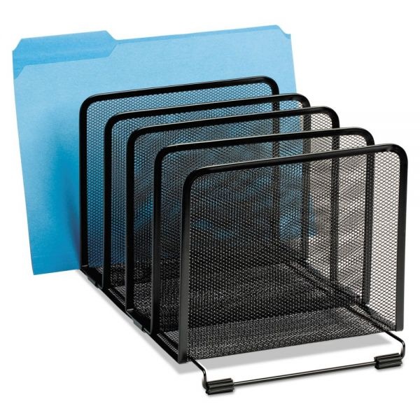 Rolodex Mesh Stacking Sorter, 5 Sections, Letter To Legal Size Files, 8.25" X 14.38" X 7.88", Black